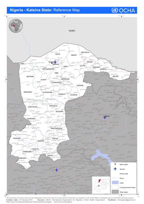 Nigeria: Katsina State: Reference map (as of 21 February 2016 ...