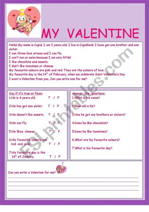 My Valentine Esl Worksheet By Blue301277