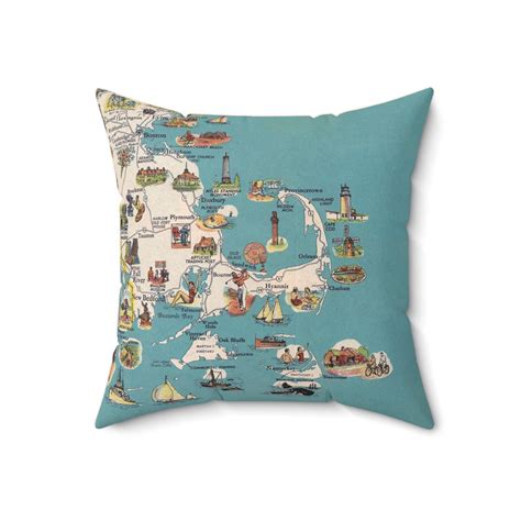 Cape Cod Massachusetts Map Pillow Cape Cod Wedding T Cape Cod Pillow