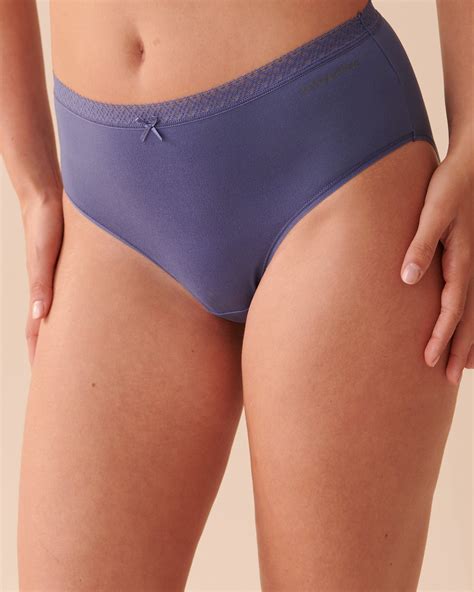 Super Soft Lace Detail High Waist Bikini Panty Grey Blue La Vie En Rose