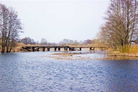 Old Wooden Bridge Over the River. Stock Image - Image of colorful ...