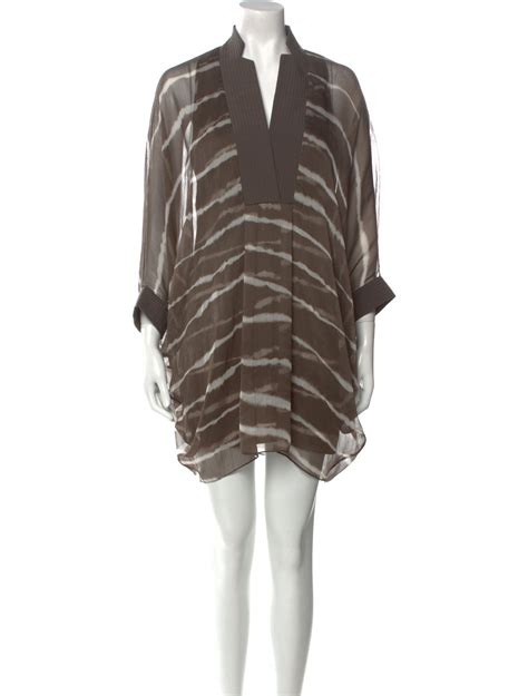 Halston Heritage Printed Mini Dress Brown Dresses Clothing