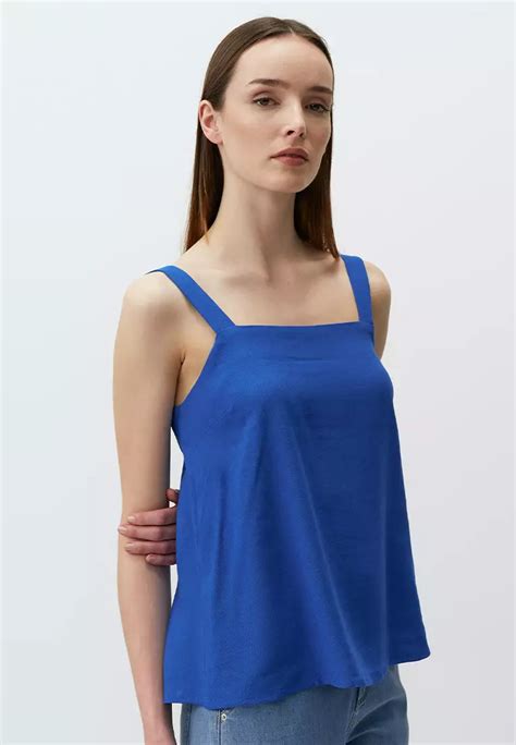 Buy Jimmy Key Jimmy Key Cobalt Square Neck Linen Basic Blouse With