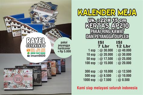 PERCETAKAN KALENDER MURAH TANPA MINIMAL ORDER