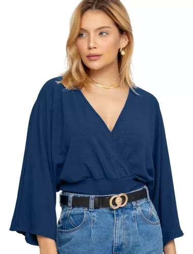 Blusa Feminina Decote V Manga Morcego Modeladora Novidade MercadoLivre