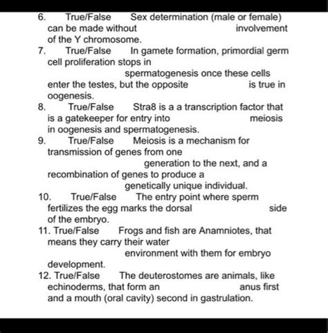 Solved 6 True False Sex Determination Male Or Female Can