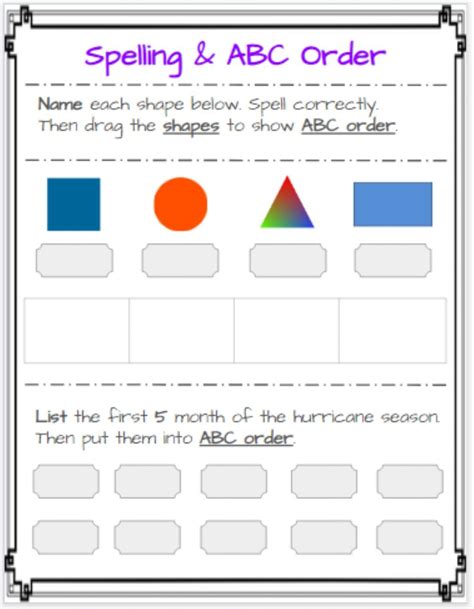 Shapes ABC Order Worksheets - WorksheetsCity