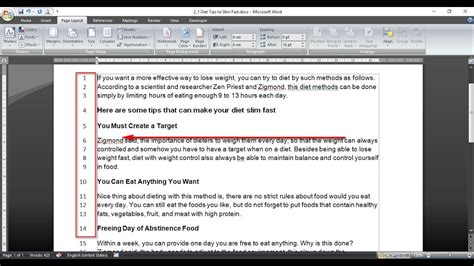 How To Show Line Numbering In Microsoft Word Youtube