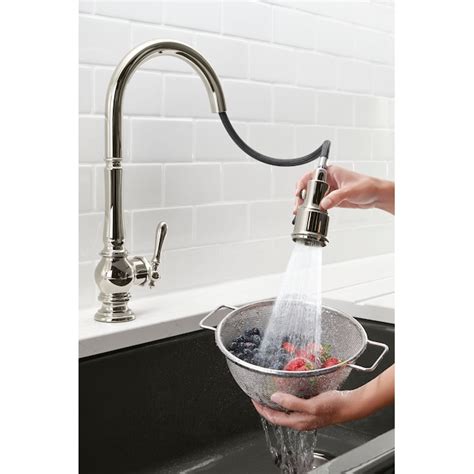 Kohler Artifacts Vibrant Polished Nickel Single Handle Pull Down Kitchen Faucet With Sprayer At