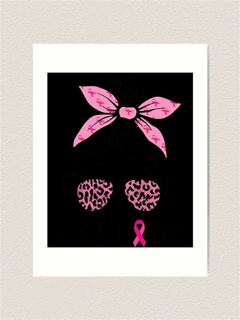 Warrior Breast Cancer Awareness Messy Bun Leopard Pink Art Print By