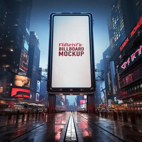 Premium Psd Futuristic City With Billboard Mockup