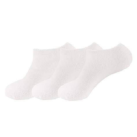 BambooMN Women's Large Extra Large Fuzzy Soft Aloe Infused Nylon Ankle Socks - 3 Pairs, Solid ...