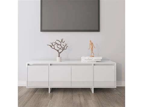 Meuble Tv Banc Tv Armoire De Rangement Blanc Brillant X X Cm