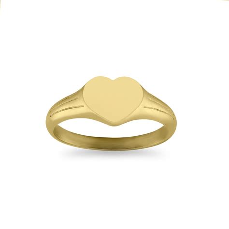 K Gold Pvd Coated Stainless Steel Blank Engravable Heart Signet Ring