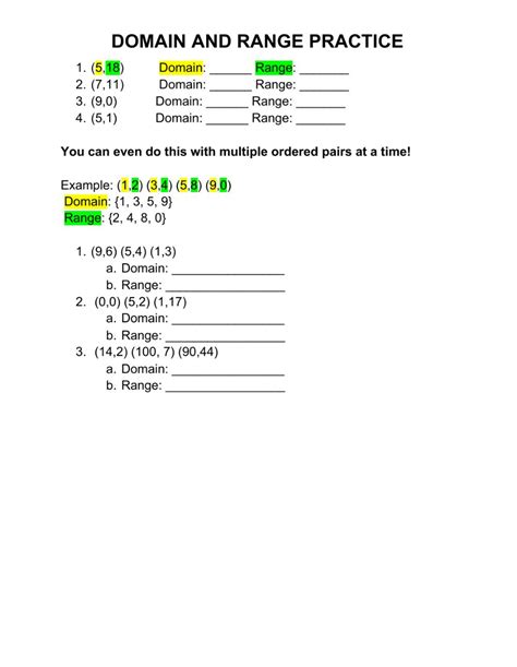 Domain And Range Of Quadratic Function Worksheet Pdf