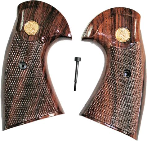 Colt Python 2nd Generation Rosewood Grips Smiley Checkered Pattern