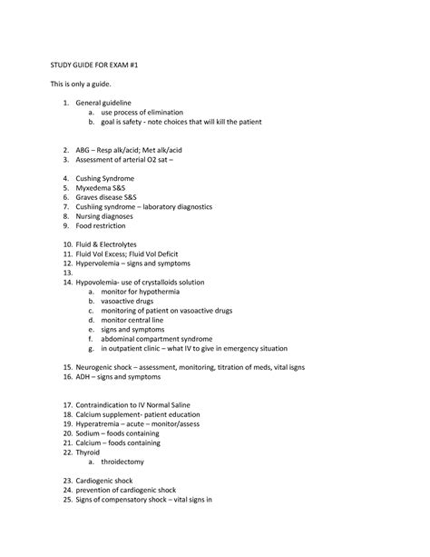 SG Exam1 24 274 Exam Outline STUDY GUIDE FOR EXAM This Is Only A