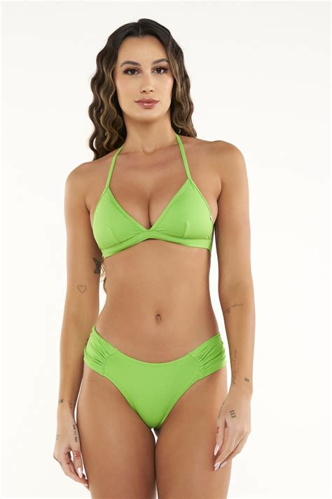 Calcinha De Biquíni Confort Média Verde Lima Ilha Bikini