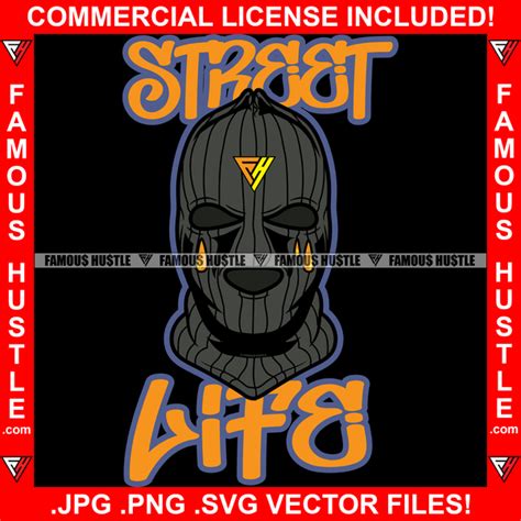 Street Life Gangster Ski Mask Tattoo Tears Gang Member Hip Hop Rap