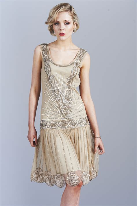 Frock And Frill Zelda Flapper Dress In Stone Frockandfrill