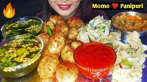 Eating Momo Eating Spicy Golgappa 🔥 Spicy Panipuri Eating Challenge 😱