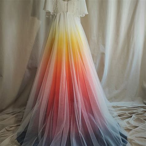 New Hand Painted Ombre Wedding Dress Colorful Wedding Etsy