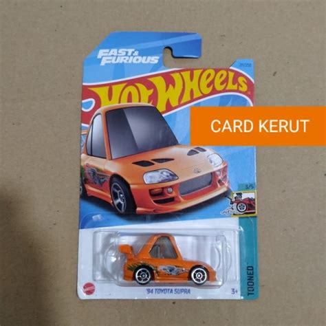 Jual Hotwheels Tooned Toyota Supra Oren Fast And Furious CARD KERUT