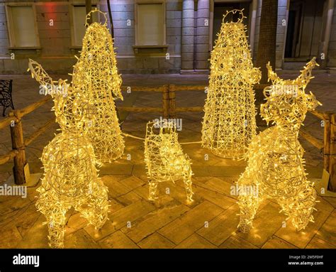 Christmas Decoration On The Door Of The Town Hall Of Huelva