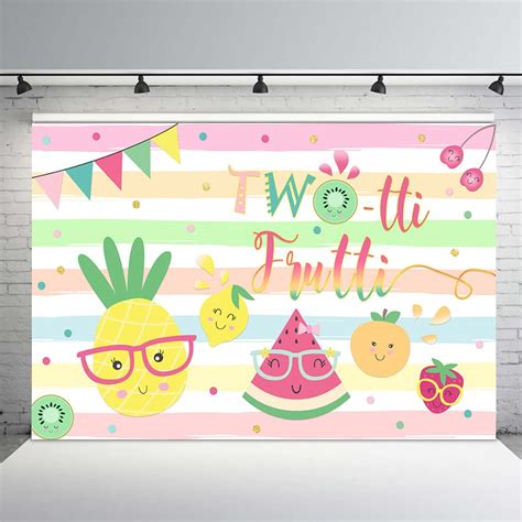 Buy MEHOFOND 7x5ft Two Tti Frutti Backdrop Rainbow Stripes Summer Fruit