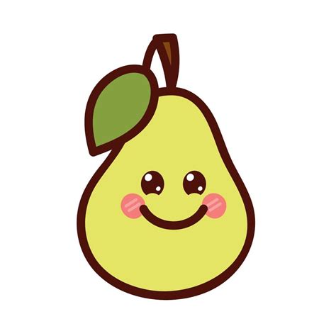 Pera Kawaii En Estilo De Dibujos Animados Lindo Personaje De Fruta Con