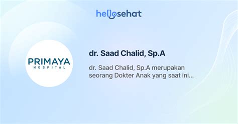 dr saad chalid spa dokter anak buat booking  hellosehat