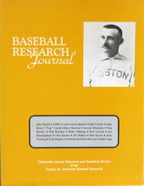 1984 Baseball Research Journal Society For American Baseball Research