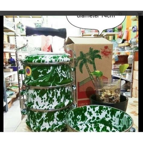 Jual Rantang Enamel Jadul Blurik Lurik Blirik Loreng Lunch Box Susun