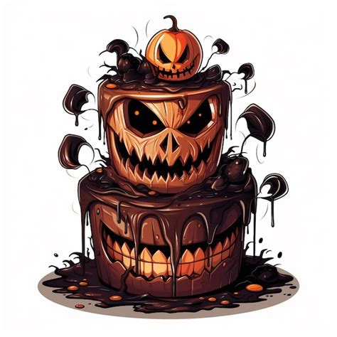 Premium AI Image | A halloween cake with a pumpkin face and a spooky orange pumpkin.