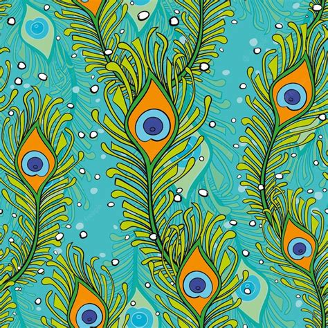 Premium Vector | Peacock feathers seamless pattern peacock wallpaper ...