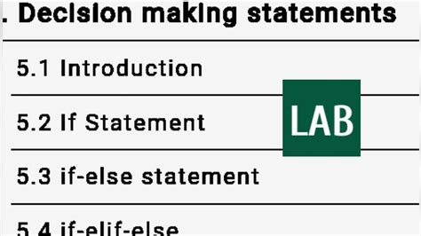 Decision Making Statements Lab Youtube