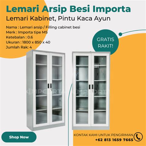 Jual Lemari Arsip Besi Importa Lemari Kabinet Pintu Kaca Ayun SC B 18