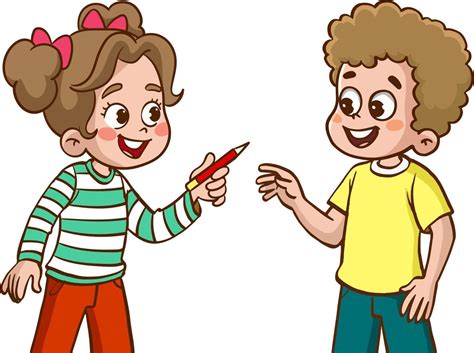 children giving pen to friend vector illustration 22098750 Vector Art ...