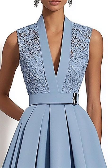 zapakasa women grey blue   midi belted work dress  lace deep