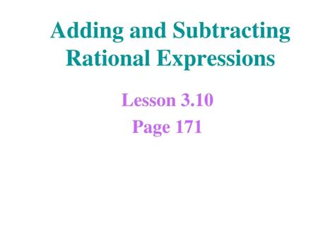 Ppt Adding And Subtracting Rational Expressions Powerpoint