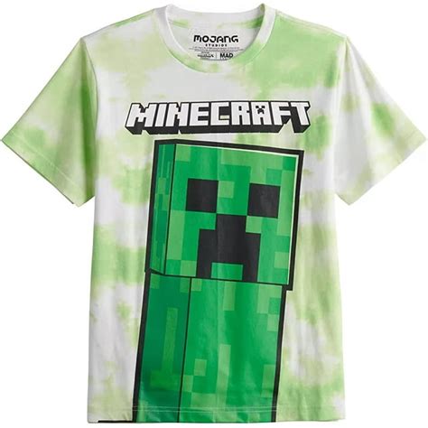 Minecraft Big Boys Giant Creeper And Logo Tie Dye Graphic Print T