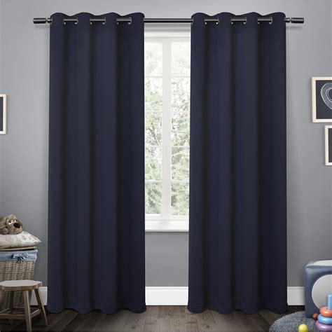 Sateen Navy Twill Weave Blackout Grommet Top Window Curtain Ek5308 04 2