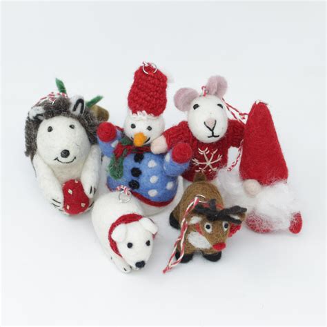 Felt Wool Christmas Ornaments - Handmade Classic Animal Felt Christmas ...