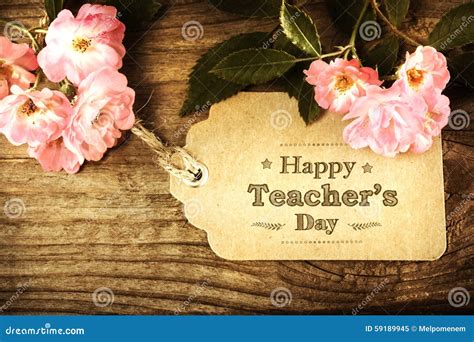 Happy Teachers Day Message with Pink Roses Stock Image - Image of ...