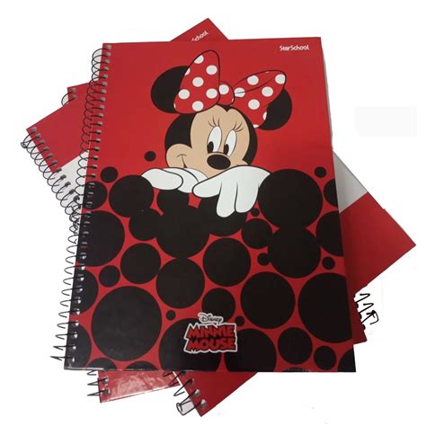 Caderno Mat Ria Minnie Mouse Vermelha Disney Feminino Folhas