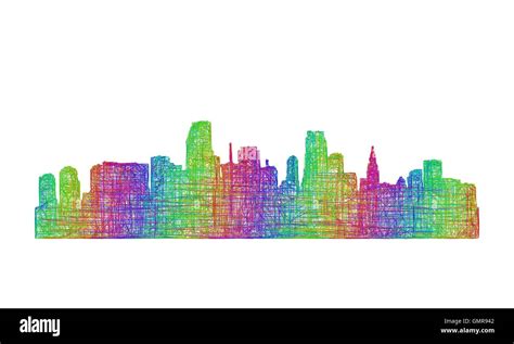 Miami skyline silhouette - multicolor line art Stock Vector Image & Art ...