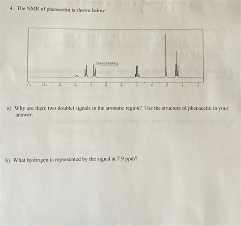 Solved 4 The NMR Of Phenacetin Is Shown Below SPECTRUM 10 Chegg