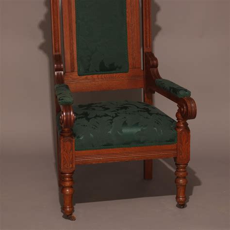 Antique Set Of Eastlake Carved Oak Masonic Ceremonial Throne Chairs