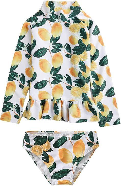 WEIMEY 2PCS Trajes de Baño para Niñas Conjunto Manga Larga Bikini