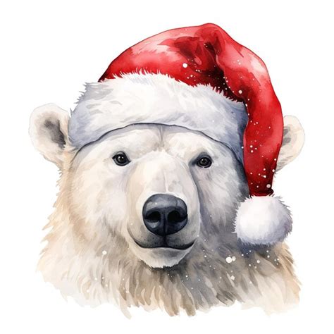 Orso Polare Che Indossa Il Cappello Di Babbo Natale Per L Evento